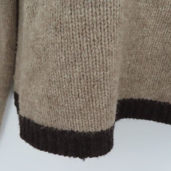 Alexandra Bartlett Women Large Lambswool Wool Brown Pink Elbow Patch Sweater - Picture 5 of 11